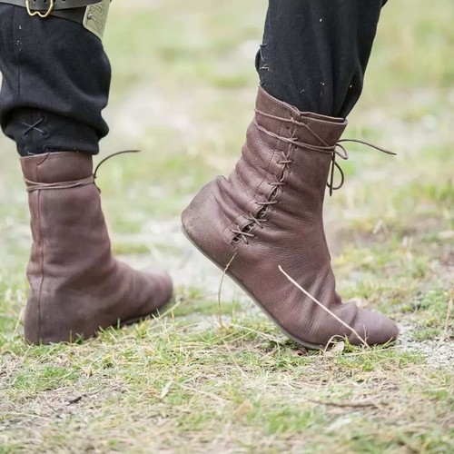 Medieval leather boots - leather, |