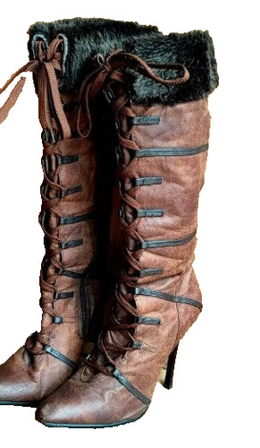 Ladies high heel brown fancy - ladies,